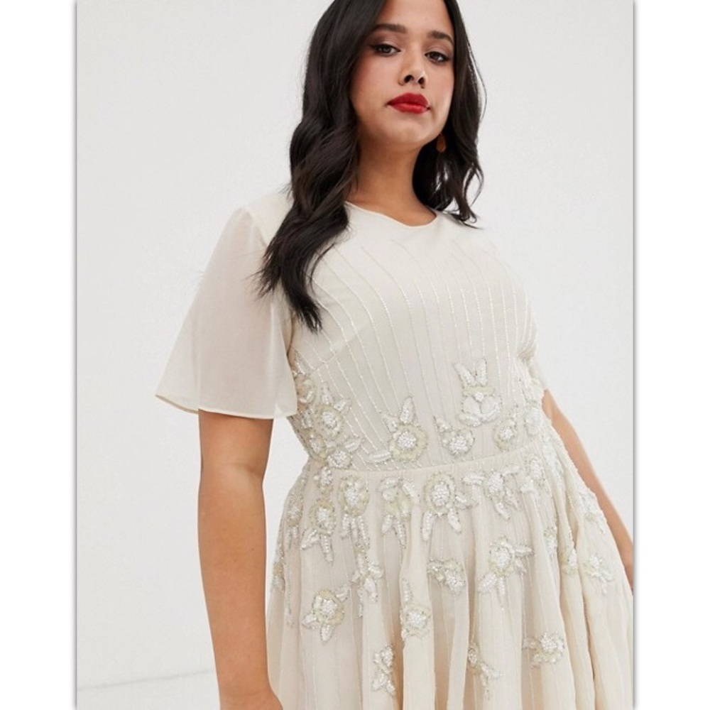ASOS Curve pretty embellished smock mini